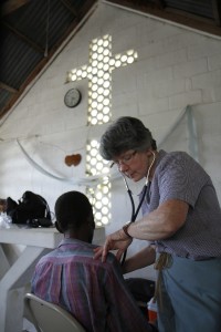 Kathy Graham RN at St. Andre mobile clinic Kathy Graham RN at St. Andre mobile clinic